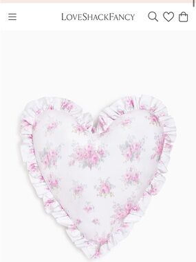 LoveShackFancy Pink & White Ruffle Heart Pillow